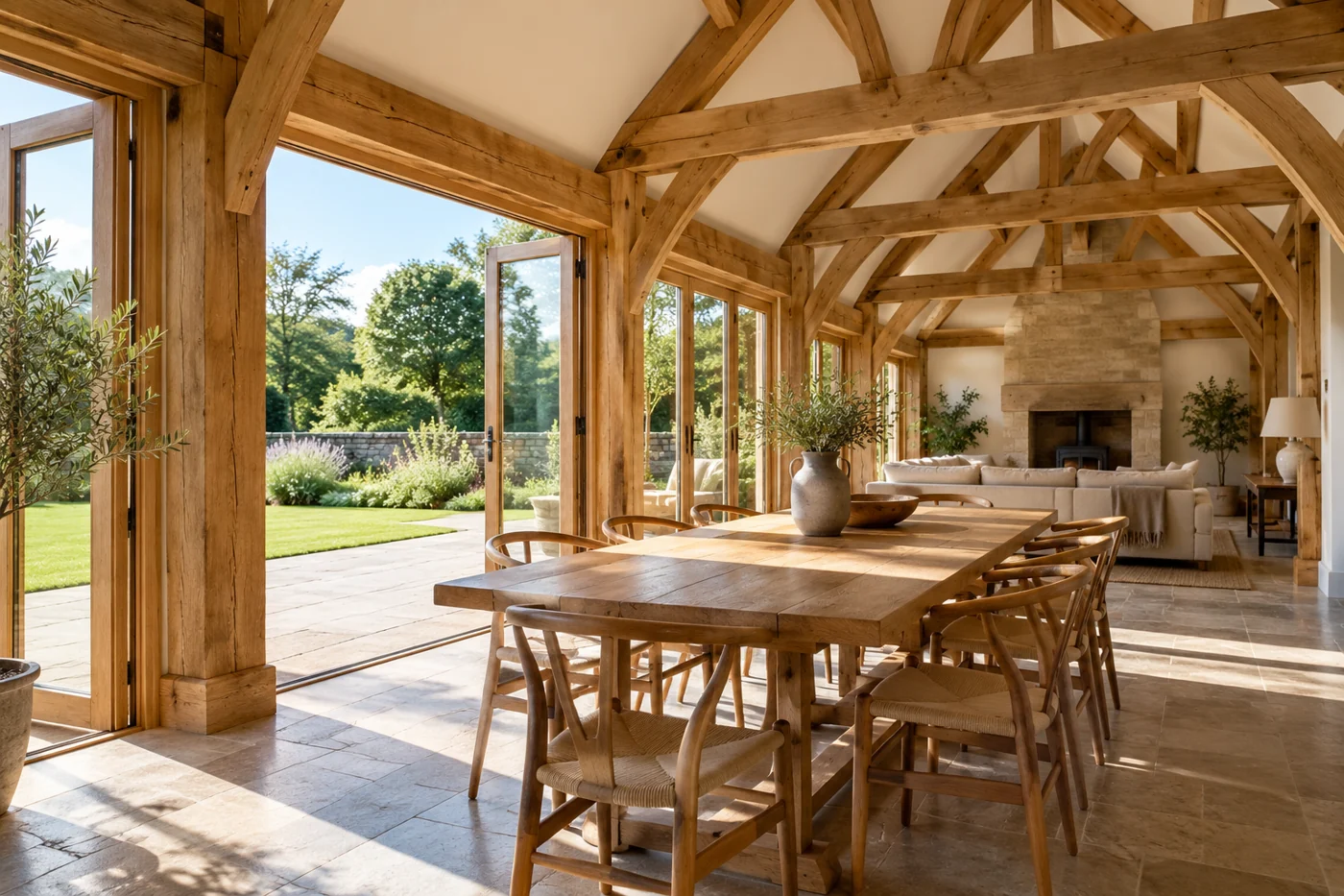 Illustrative oak framed living space